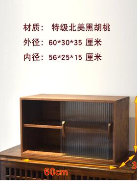 黑胡桃双门玻璃柜餐边柜碗柜酒柜客厅收纳柜文件柜欧式软装展示柜