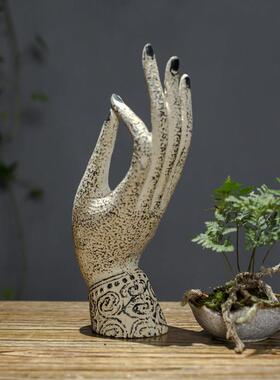 中式风格茶室茶道家居茶馆博古架装饰摆设 创意禅意佛手家俱摆件