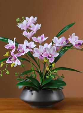 蕙兰彷真花客厅餐桌电视柜摆设蝴蝶兰假花桌面装饰花惠兰摆件花艺