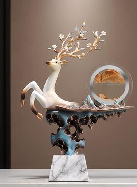 轻奢新中式太湖石流沙画摆件客厅玄关电视柜壁龛装饰品乔迁礼物