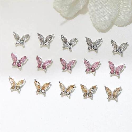 10pcs Mini 4*5mm Crystal Butterfly Nail Art Charms 3D Diamon - 图2