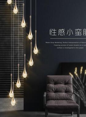 现代简约极简楼梯吊灯创意柔光复式吊灯餐厅别墅旋转楼梯间长吊灯