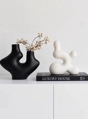侘寂风感艺术异形装饰品摆件陶瓷创意软装花瓶酒书柜抽象摆设生日