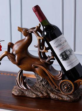 鹿红酒架摆件工艺品家用客厅立式酒柜酒吧台面桌面家居装饰品酒托