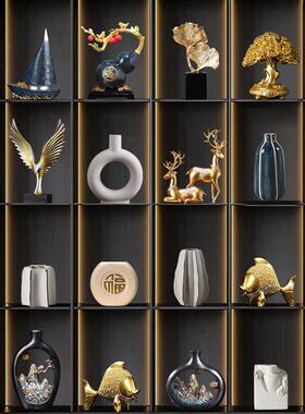 新中式轻奢摆件高端大气上档次办公室博古架展示柜装饰品工艺礼品