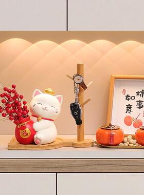 新福袋旦招财猫收纳摆件款树脂工艺元家喜庆居礼品MM9122乔迁礼物
