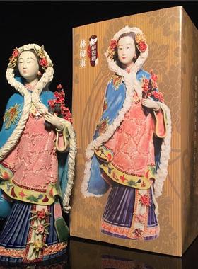 正品石湾公仔瓷仕女摆件家居陶装饰厅品复古客新中式桌面摆设特色