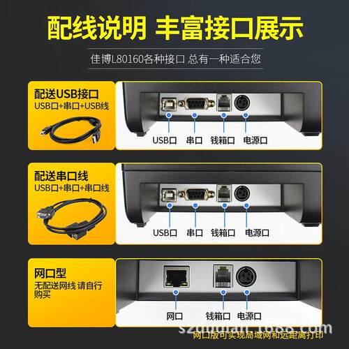 博80180票佳m据打印机80餐饮外卖后厨订单多mUSB+网口接口热敏标 - 图2