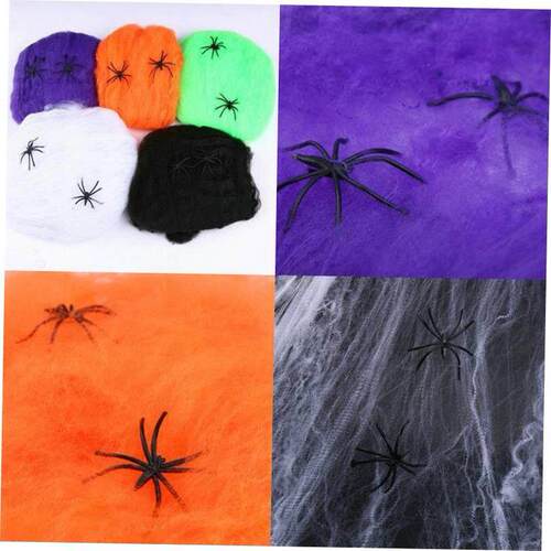 Halloween scene ambiance decorate spider cotton web silk万圣 - 图0