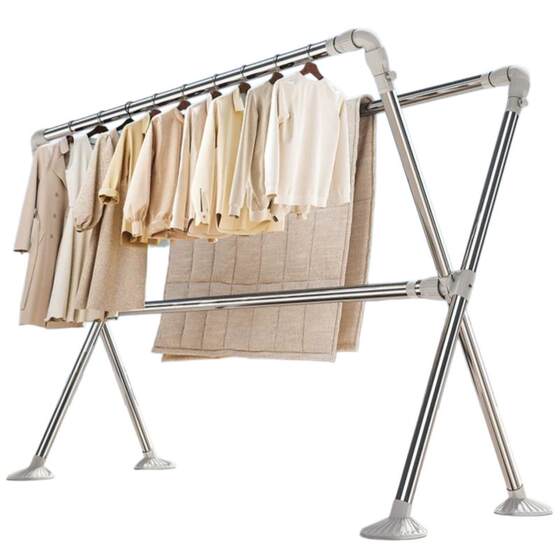 Balcony foldable clothes drying rack floor-standing bedroom multi-functional clothes drying rack outdoor telescopic X-bar clothes drying rack to dry quilts