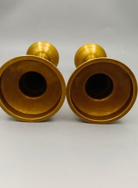 新款直销古韵斋 仿古烛台摆件 莲花铜蜡台一对 家居装饰工艺品 古