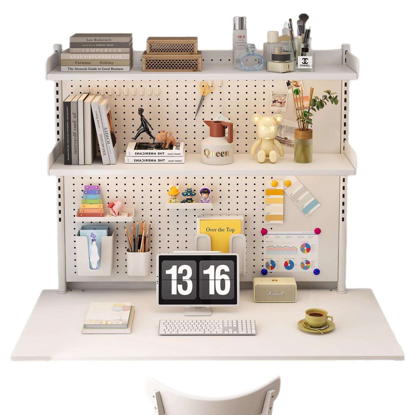 Hole board bookshelf table display rack desk simple cream style storage rack storage rack iron desktop storage rack