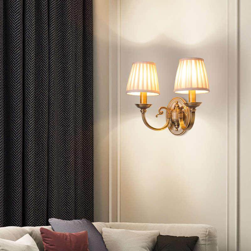 美式卧室古铜床头灯壁灯轻楼梯电视背景复古墙墙壁灯高端奢客厅,淘宝优惠券,粉丝福利购,淘宝优惠卷