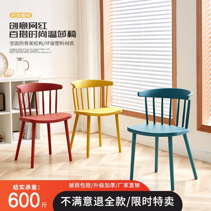 简约椅子凳子靠背家用餐椅塑胶网红书桌牛角椅北欧温莎洽谈休闲,淘宝优惠券,粉丝福利购,淘宝优惠卷