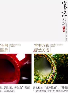 景德镇陶瓷花瓶插花新中式客厅电视柜装饰摆饰中国红色轻奢高级感