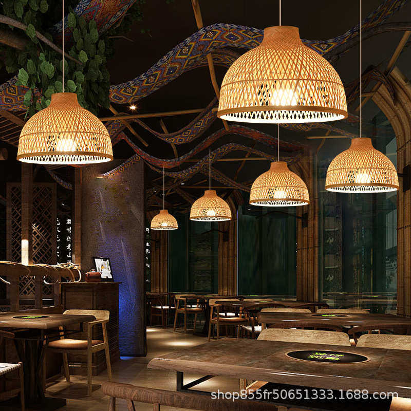 新中式竹编吊灯日式竹艺灯餐厅禅意单头灯具茶室民宿火锅店吊灯,淘宝优惠券,粉丝福利购,淘宝优惠卷