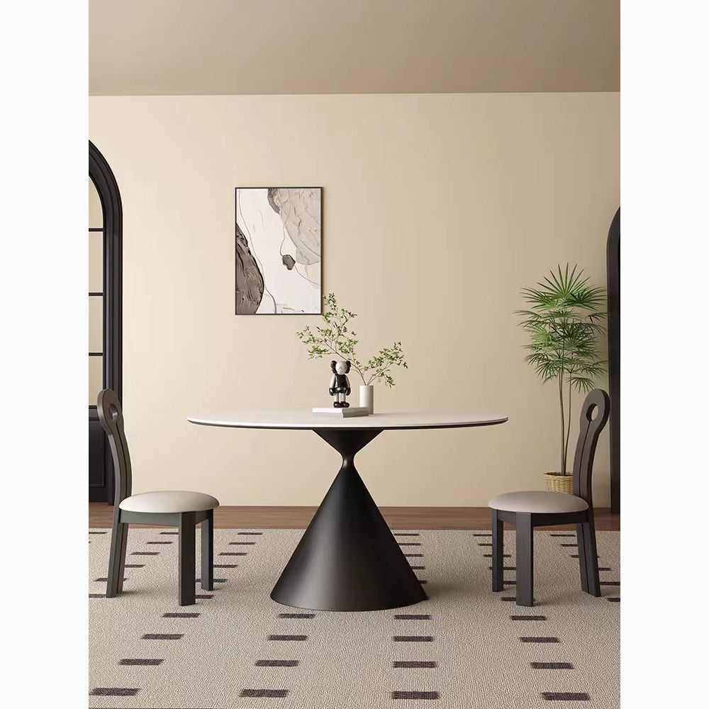 岩板圆形餐桌家居现代简约圆桌小户型家用饭桌椅组合公寓民宿餐桌,淘宝优惠券,粉丝福利购,淘宝优惠卷