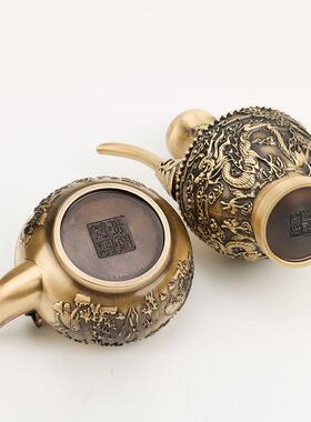 源头厂铜家铜125壶件摆家用铜酒茶壶桌面壶摆件山水壶壶