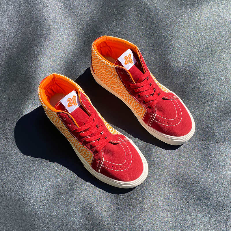 2025新款冬季男士超火爆款大码休闲鸳鸯帆布鞋情侣橙红色中帮板鞋,淘宝优惠券,粉丝福利购,淘宝优惠卷