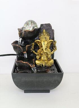 简约东南亚客厅摆件装饰流水喷泉摆设球桌面电视柜风水轮乔迁家居