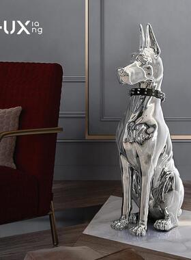 电镀狗摆件轻奢高档大型落地雕塑现代软装高级感装饰客厅家居饰品