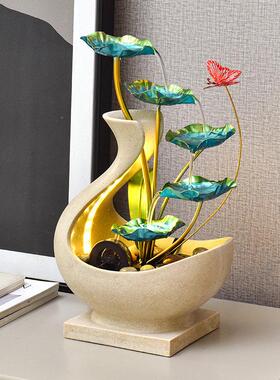 现代简约流水摆件水循环轻奢办公室桌面客厅玄关高档招财景观礼品