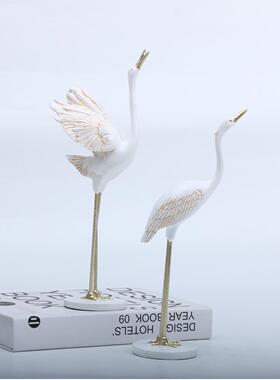 仙鹤工艺品摆件仿真动物高档精致装饰摆件客厅玄关电视柜装饰摆件