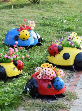 户外园林甲虫景观花缸幼儿园庭院景区装饰品摆件仿真动物可种盆栽