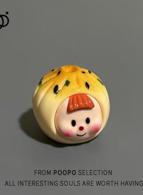 创意早餐多妹生煎包叉烧包汉堡娃娃迷你可爱工位办公室桌面小摆件