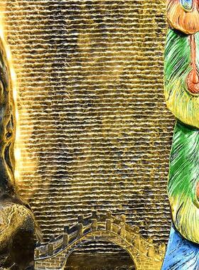 禅意孔雀假山流水落地摆件磨盘风车喷雾家居客厅阳台鱼缸装饰盆景