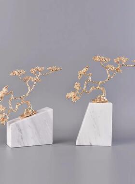 现新式大BJ0188，理石迎客松摆件售楼中处板房酒店样玄代关柜轻奢