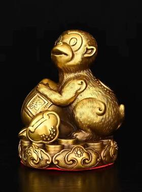 纯铜十二生肖摆件全套鼠牛虎兔龙蛇马羊猴鸡狗猪黄铜家居吉祥物