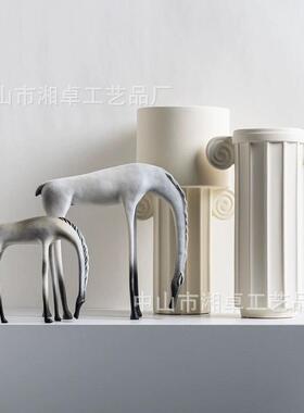 新中式渐变饮水马酒店会所样板间玄关书房五金金属摆件