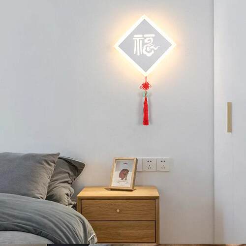 福字LED新中式壁灯玄关客厅餐厅卧室走廊过道阳台楼梯背景墙灯具 - 图0