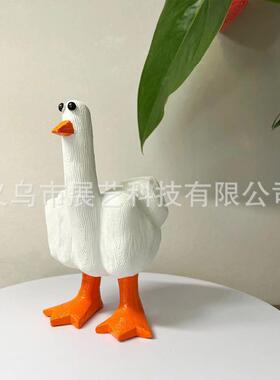 跨境新款创意仿真中指鸭子桌面摆件树脂工艺品花园庭院家居微景观