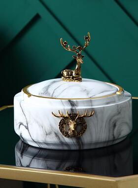 美式家用茶几带烟缸酒JEU店家居创意个盖性客厅卧鹿室麋烟灰灰缸