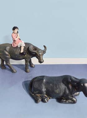 仿真水牛微景观造景小摆件中式国风盆栽花盆庭院假山桌面装饰动物