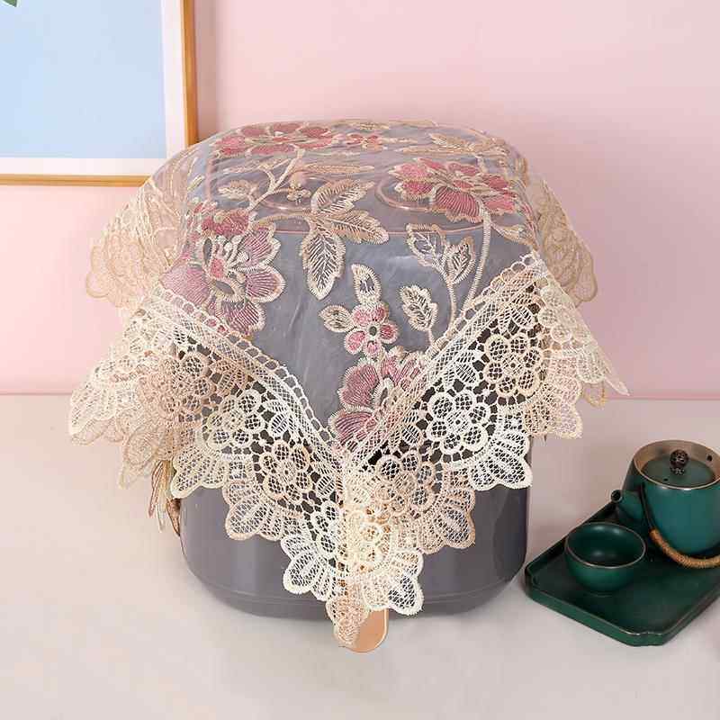 镂空蕾丝电饭锅盖巾床头柜微波炉简约小圆桌茶几布防尘罩多用盖布,淘宝优惠券,粉丝福利购,淘宝优惠卷
