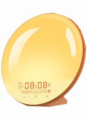 境木纹日出唤醒灯闹钟灯模拟日SH-01落伴睡跨七彩氛围D音乐LE时钟