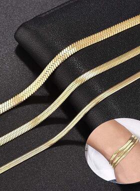 3/4/5mm Gold Plated Stainless Steel Flat Bracelet