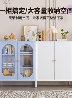 爆款钢制书柜透明窗对开门客厅床边置物柜小户型收纳简约家居书架