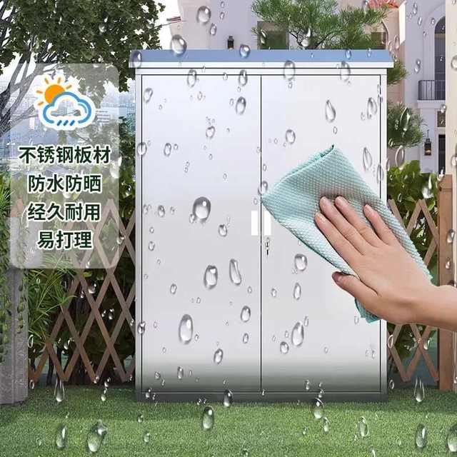 304 outdoor slanted stainless steel storage cabinet rainproof garden courtyard balcony with lock tool storage cabinet thickened