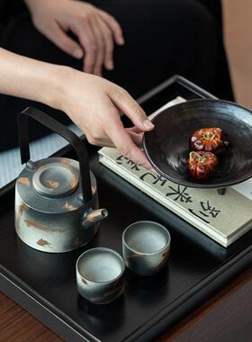 艺贝子侘寂老钱风陶瓷茶具组合新中式禅意茶室样板房间装饰品摆件