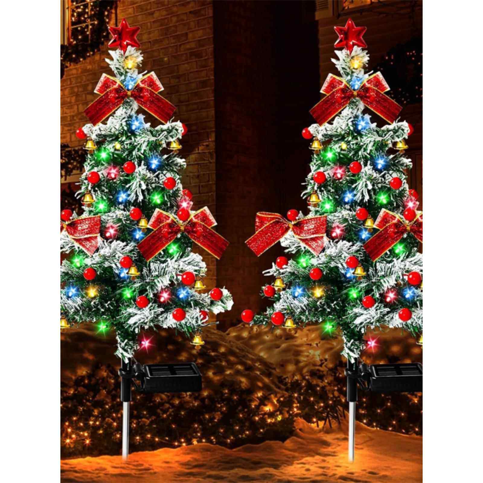 太阳能圣诞树灯圣诞节日氛围装饰灯防水户外庭院花园插地草坪灯,淘宝优惠券,粉丝福利购,淘宝优惠卷