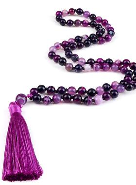 7-8mm Original Rudraksha Beaded Knotted Japamala Necklace Br
