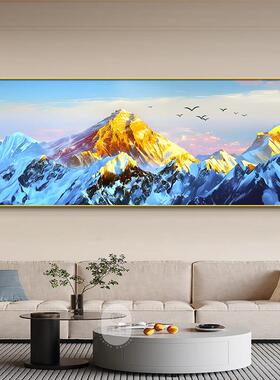 《日照金山》手绘油画高级感客厅挂画靠山图高档大气办公室装饰画