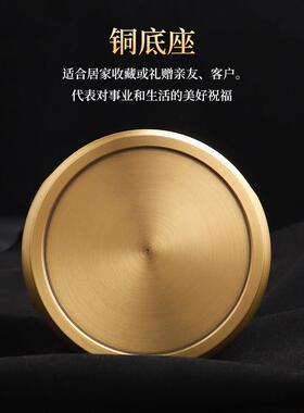 纯铜香炉底座黄铜米缸聚宝底座圆形中式覆古摆件家居小铜器工艺礼