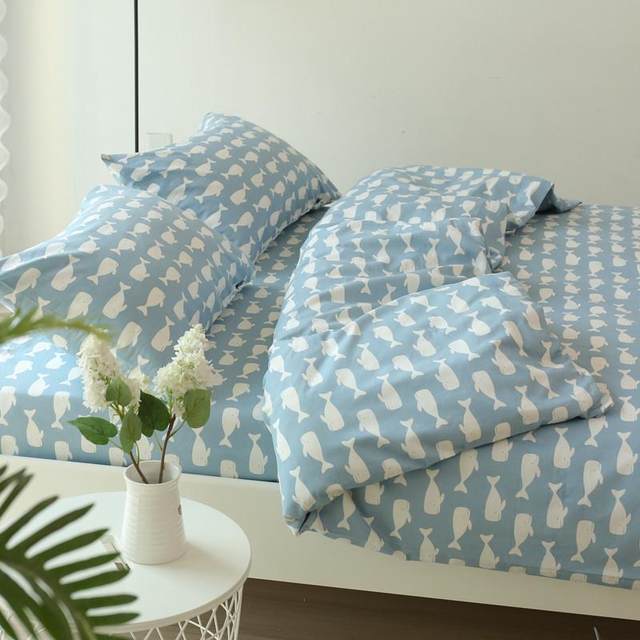 Single piece of bed sheet, cotton, cotton twill blue whale sheet 1.2 meters 1.5 meters 1.8 meters 2.0 meters bed