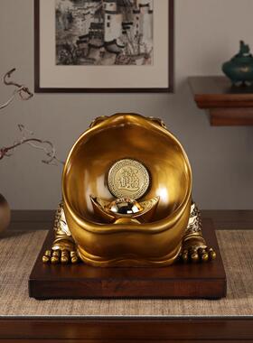 黄铜金蟾招财摆件开 业客厅玄关办公室装饰三足蟾蜍店铺收银柜台