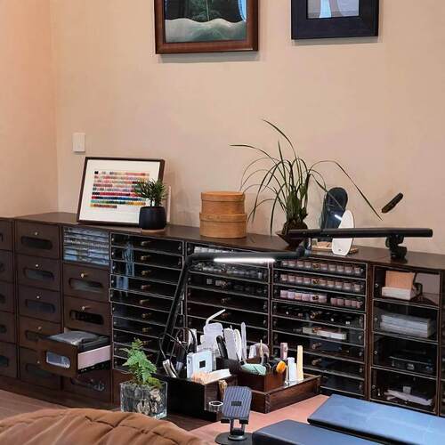 实木覆古美甲柜子展示柜指甲油收纳柜甲油胶收纳柜美甲店落地展柜 - 图2